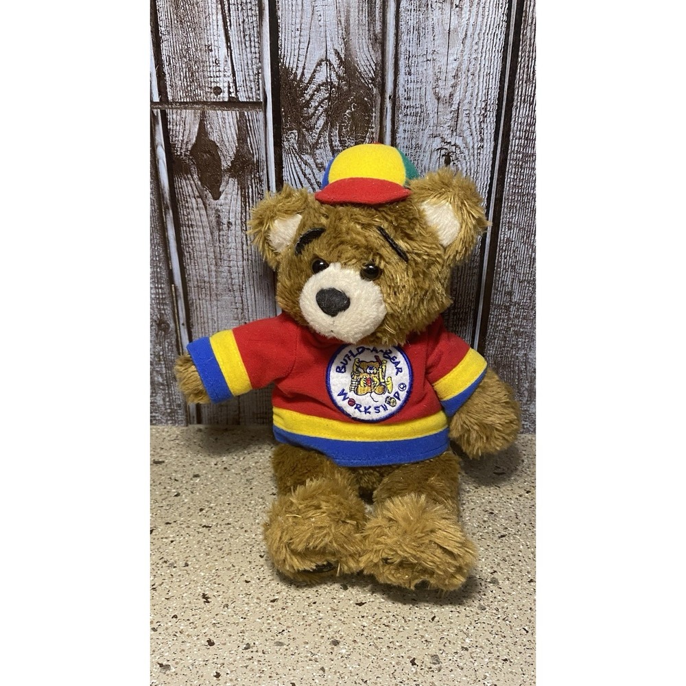 Build-A-Bear Workshop Bearemy Brown Plush Bear w/ Red Shirt & Multicolor Hat